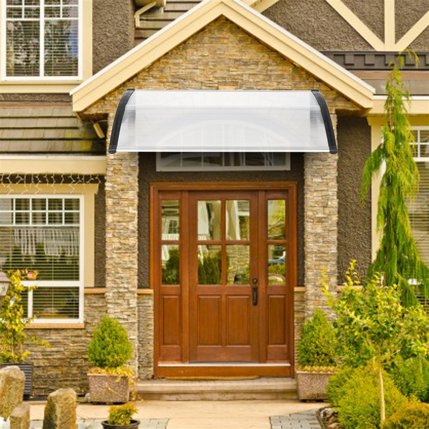 Polycarbonate Door Canopy 120cm x 80cm - Black