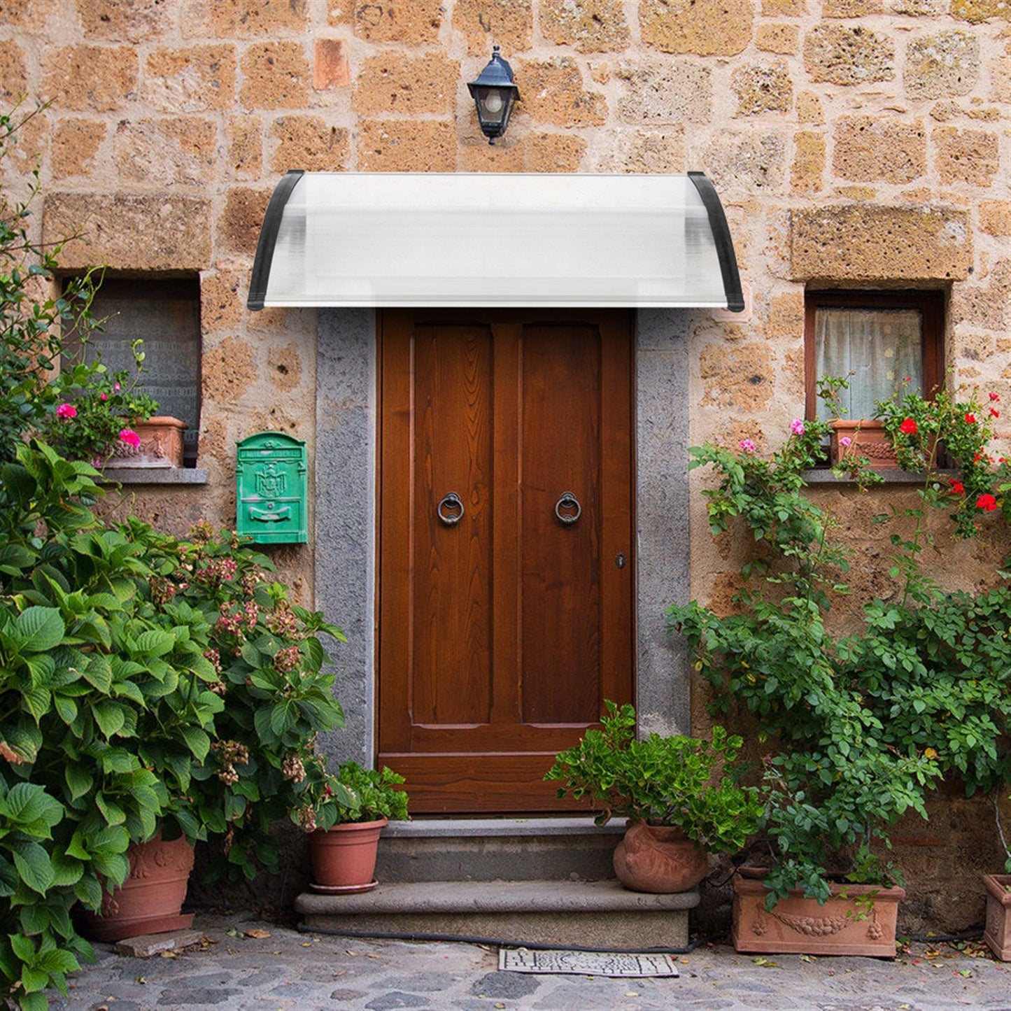 Polycarbonate Door Canopy 120cm x 80cm - Black