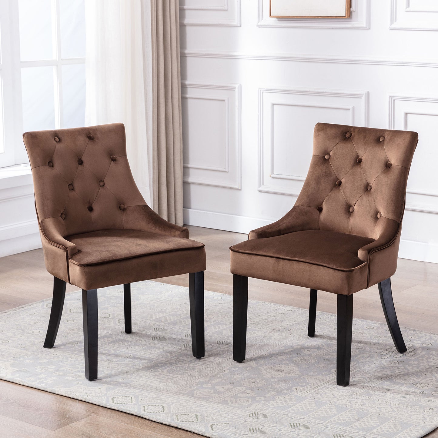 Dining Chairs with Arms x 2 - Brown