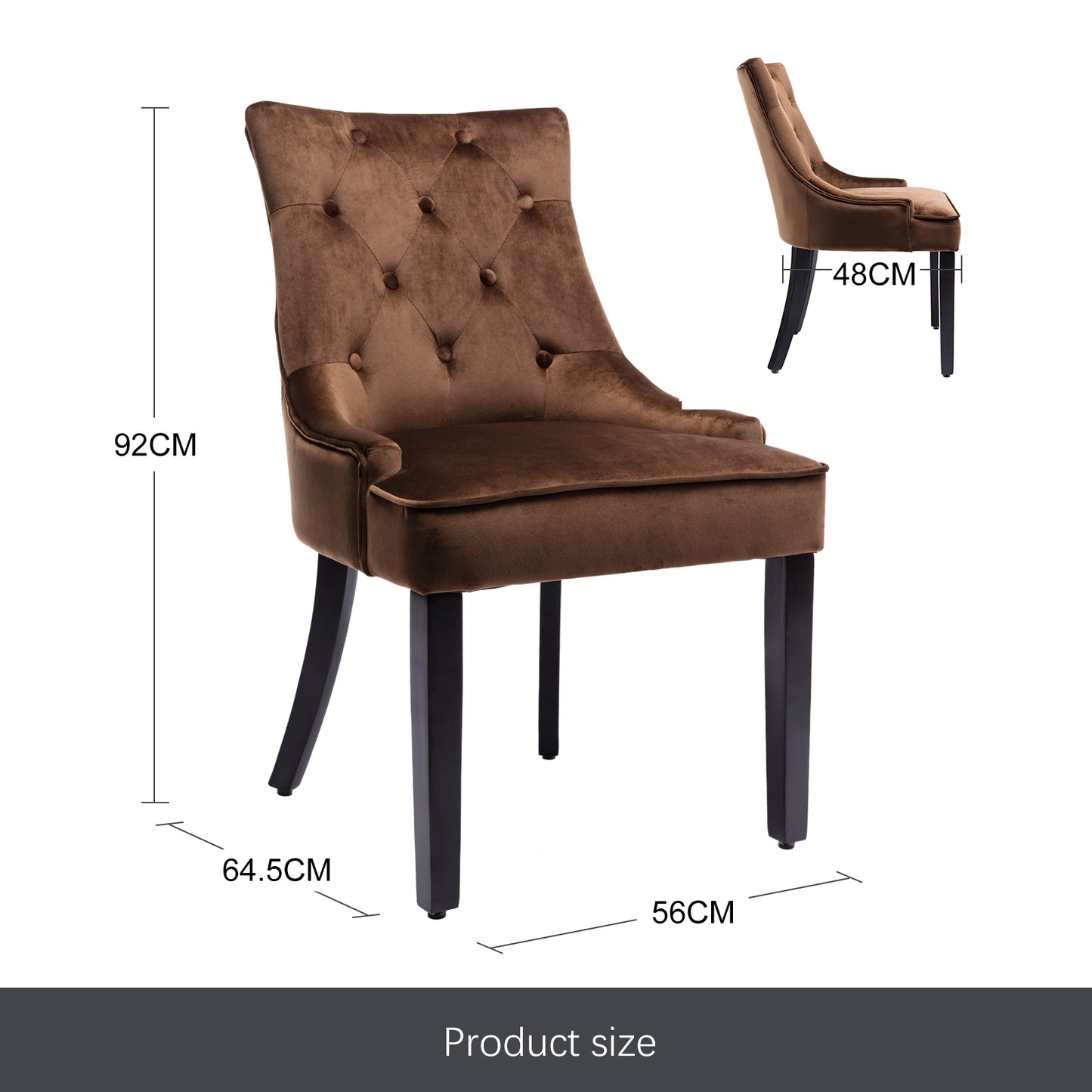 Dining Chairs with Arms x 2 - Brown