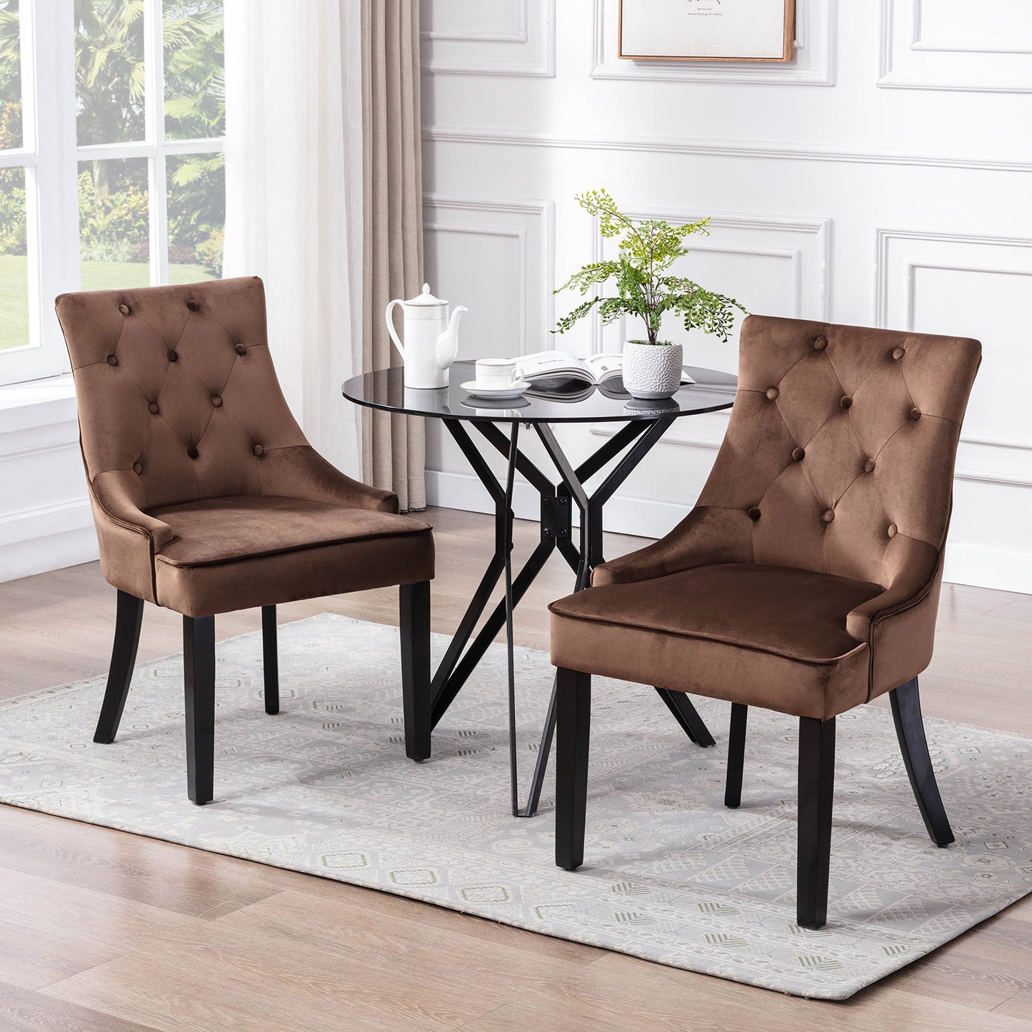 Dining Chairs with Arms x 2 - Brown
