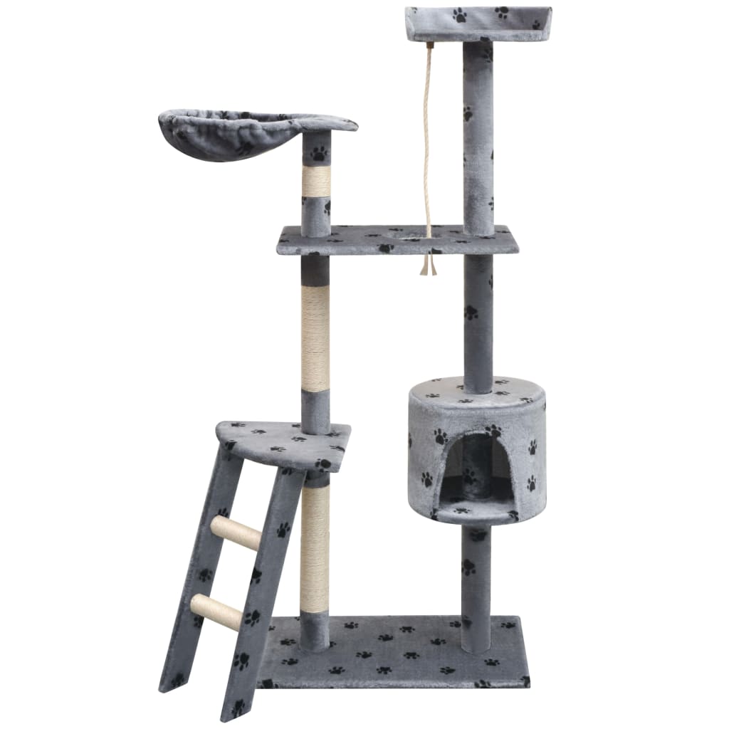 Cat Tree with Sisal Scratching Posts 150 cm Paw Prints Grey