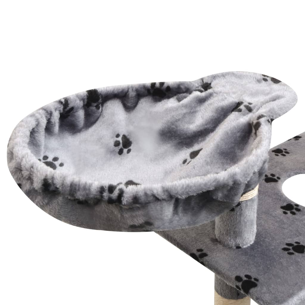 Cat Tree with Sisal Scratching Posts 150 cm Paw Prints Grey