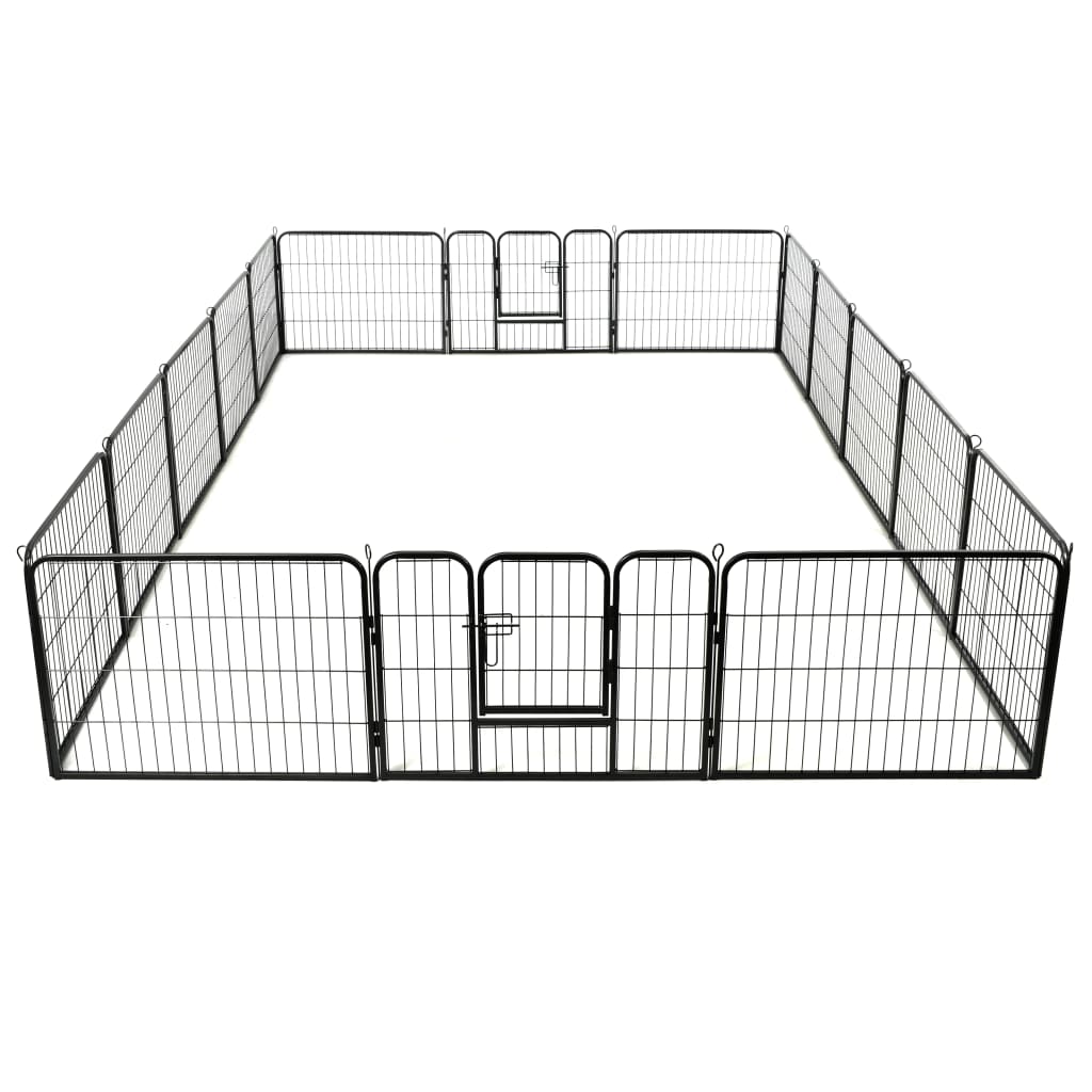 Dog Playpen 16 Panels Steel 60x80 cm Black