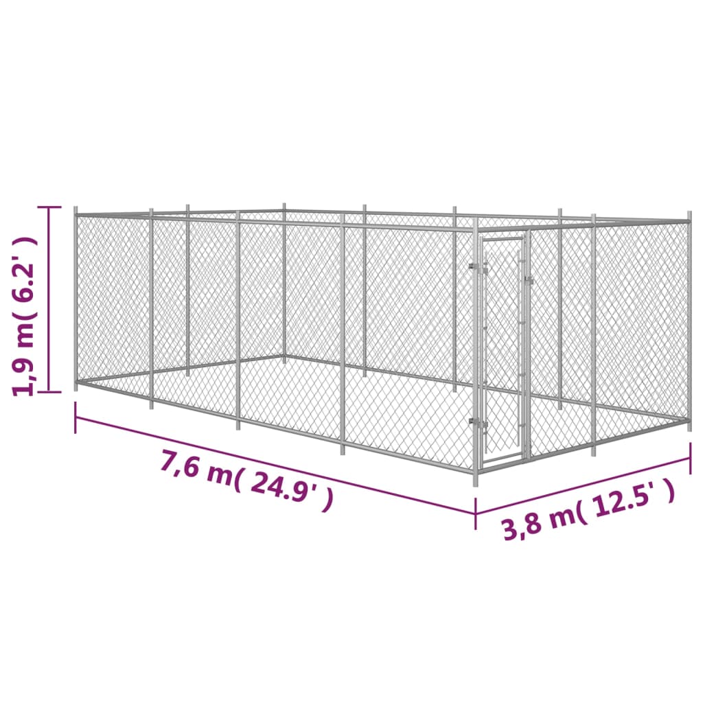 Outdoor Dog Kennel 7.6x3.8x1.9 m