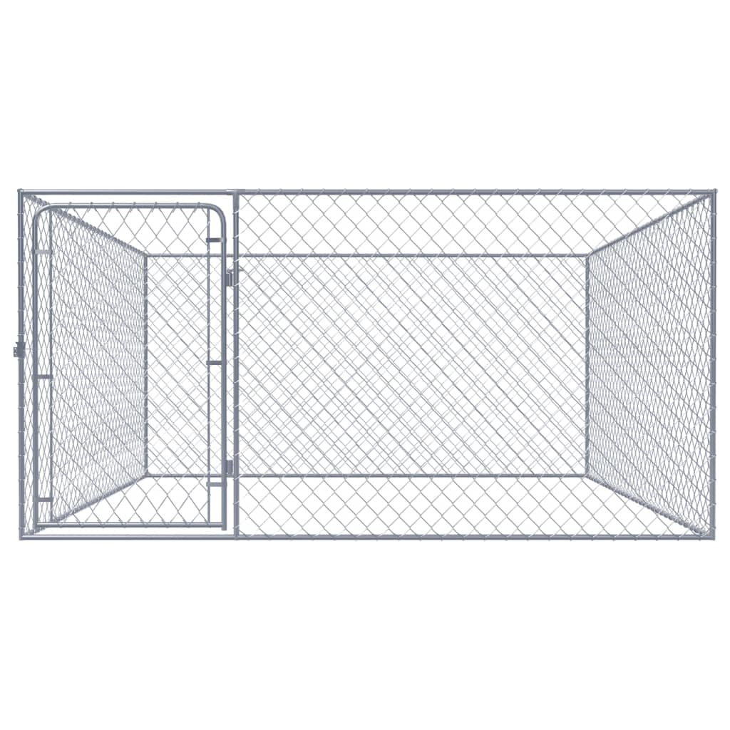 Outdoor Dog Kennel Galvanised Steel 2x2x1 m