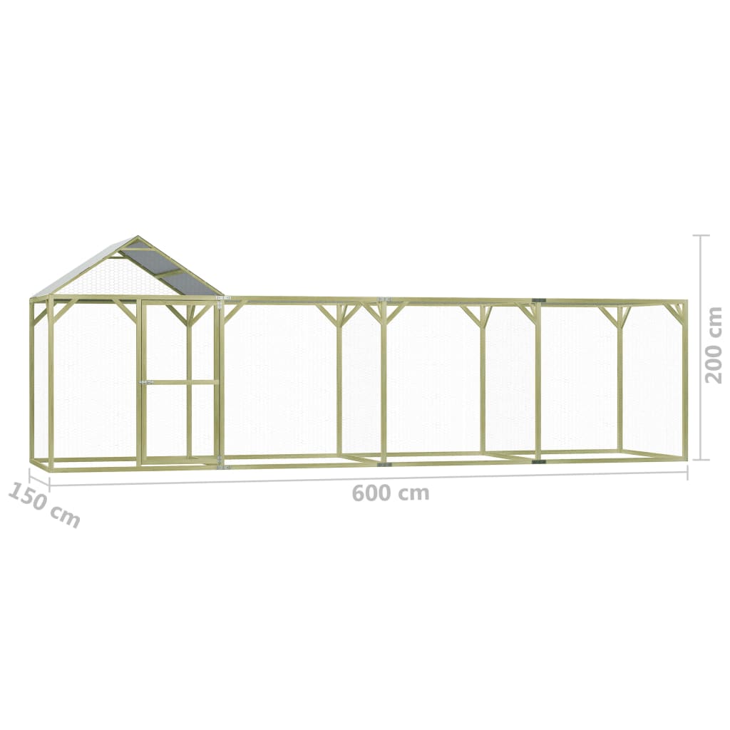 Chicken Cage 6x1.5x2 m Impregnated Pinewood