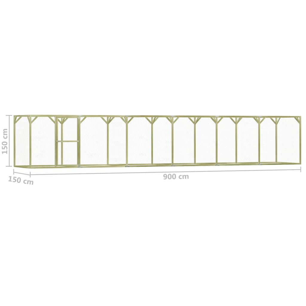 Chicken Cage 1.5x9x1.5 m Impregnated Pinewood