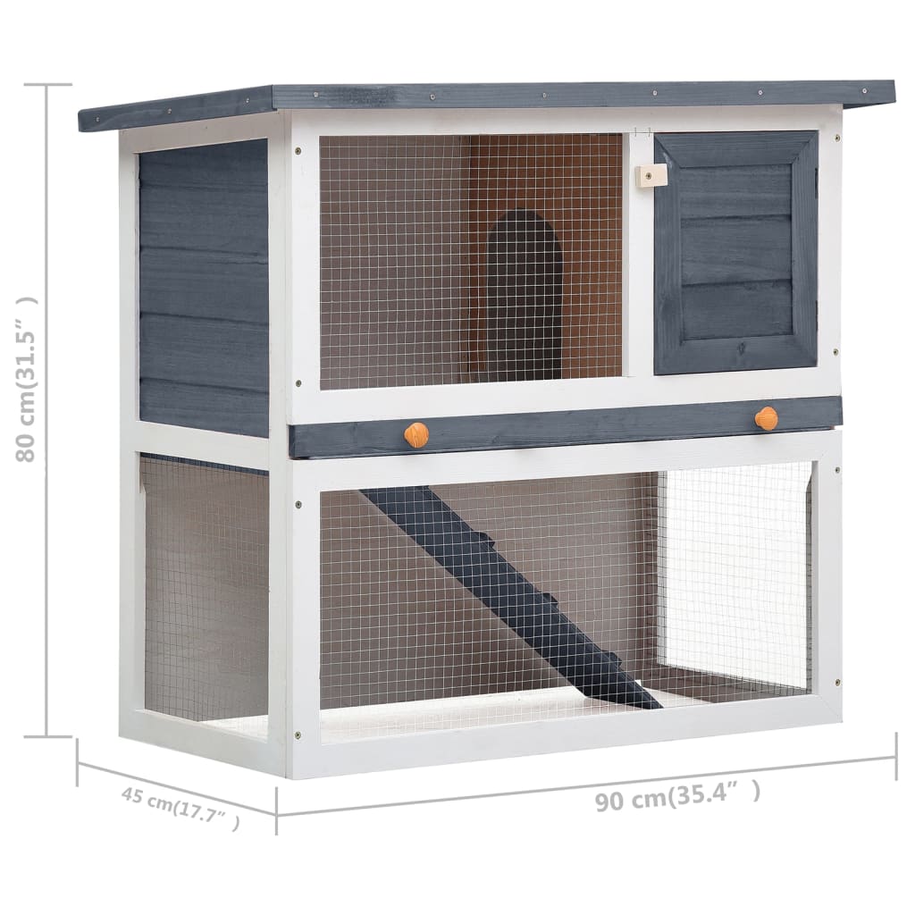 Outdoor Rabbit Hutch 1 Door Grey Wood