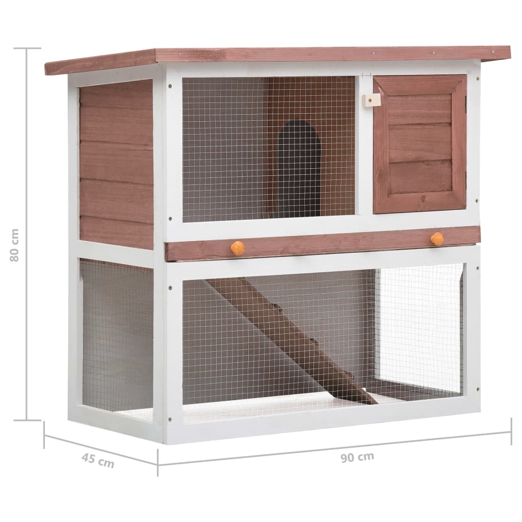 Outdoor Rabbit Hutch 1 Door Brown Wood