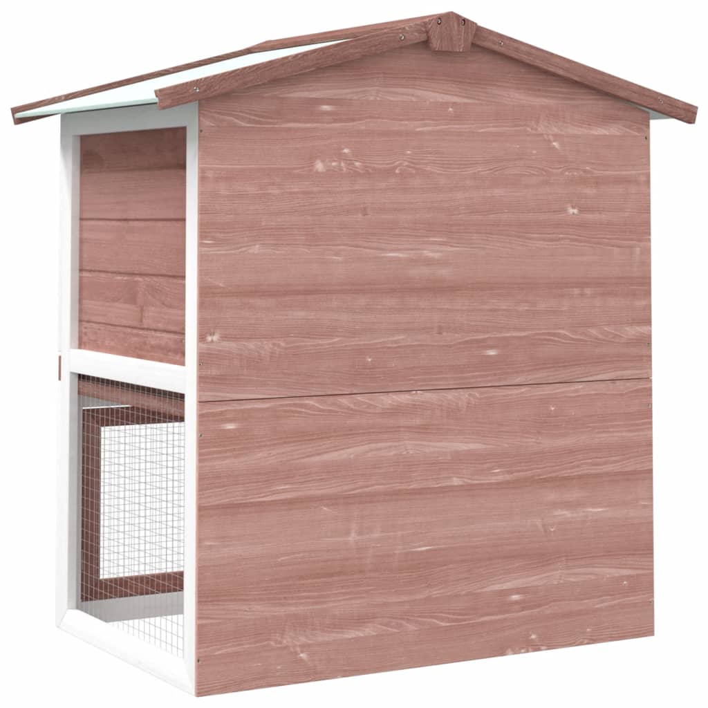 Outdoor Rabbit Hutch 3 Doors Brown Wood