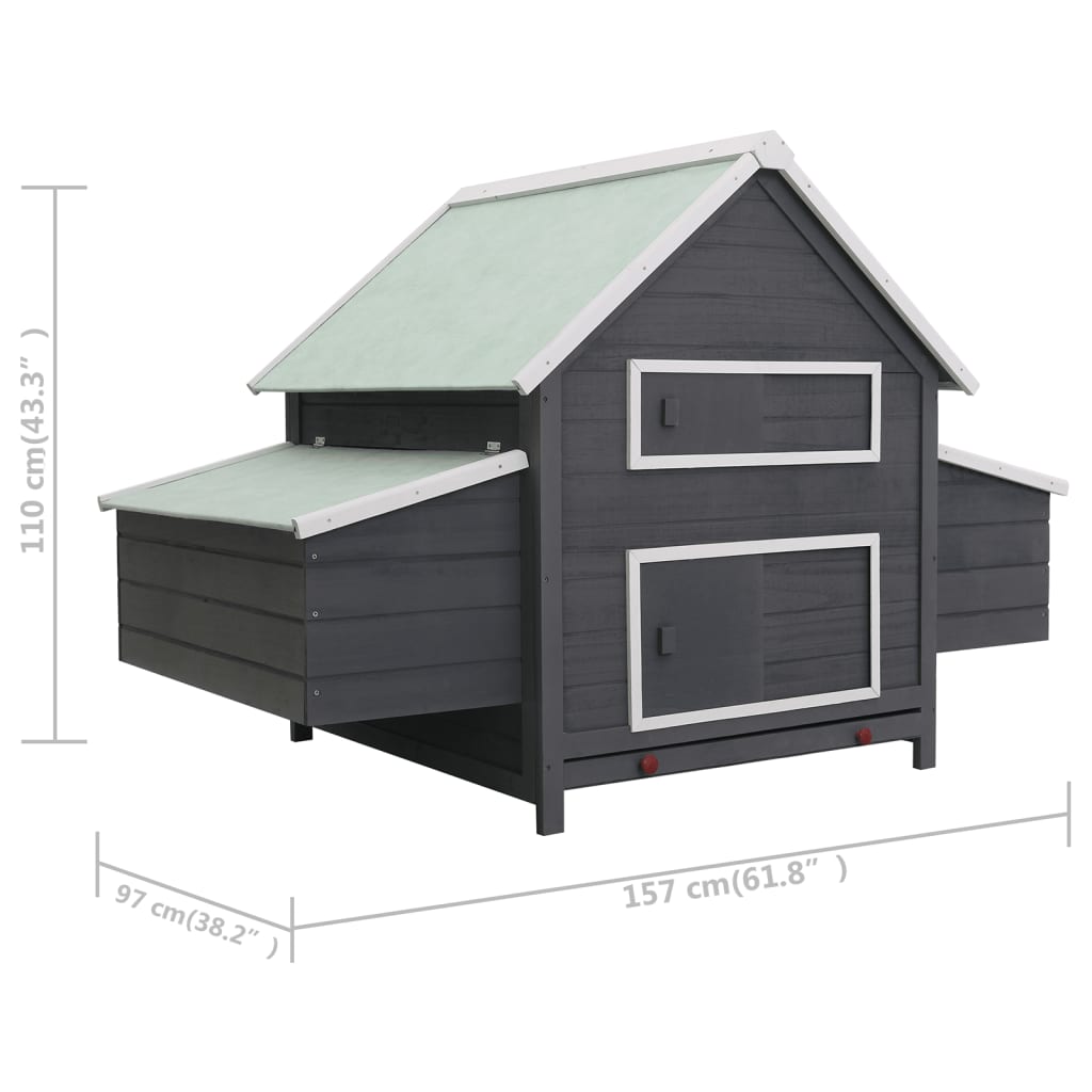 Chicken Coop Grey 157x97x110 cm Wood