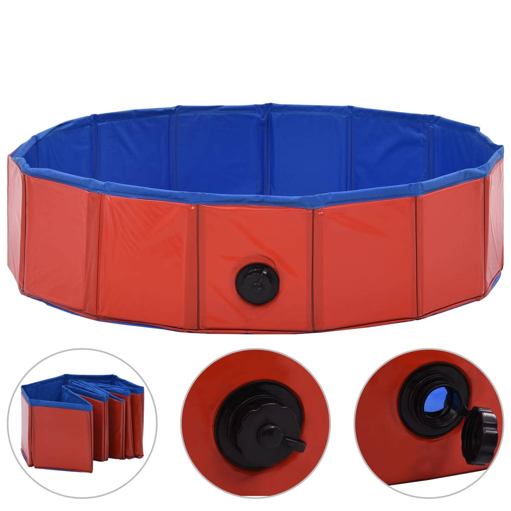 Foldable Dog Swimming Pool Red 80x20 cm PVC