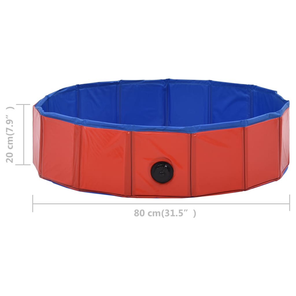 Foldable Dog Swimming Pool Red 80x20 cm PVC