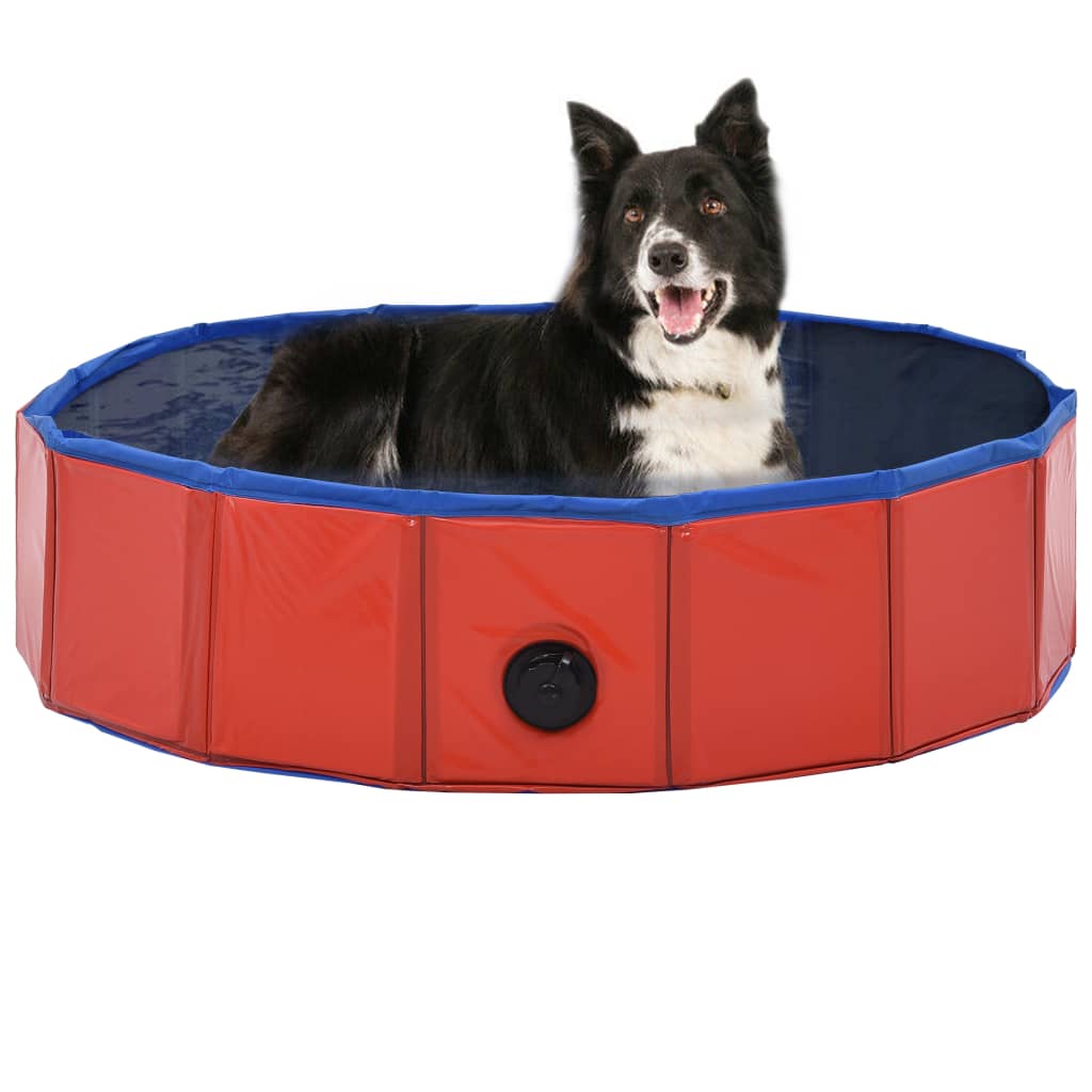 Foldable Dog Swimming Pool Red 80x20 cm PVC