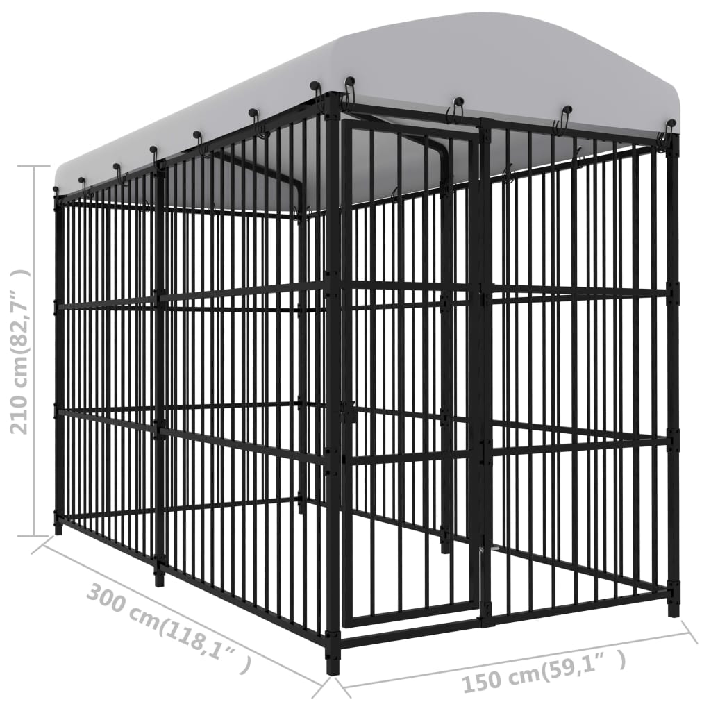 Outdoor Dog Kennel with Roof 300x150x210 cm