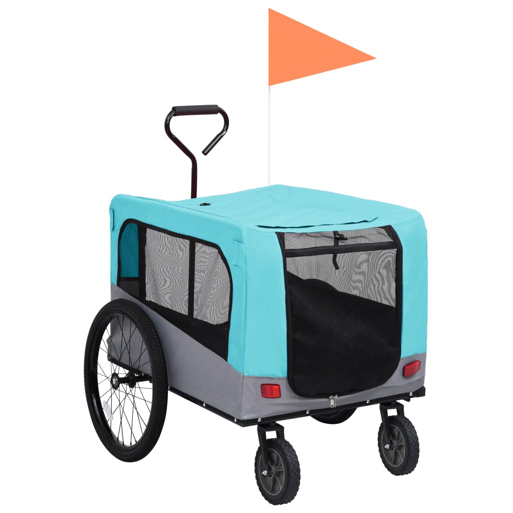 2-in-1 Pet Bike Trailer & Jogging Stroller Blue and Grey