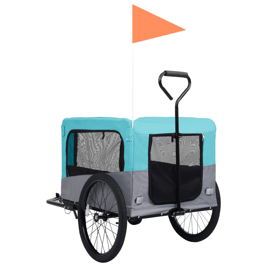 2-in-1 Pet Bike Trailer & Jogging Stroller Blue and Grey