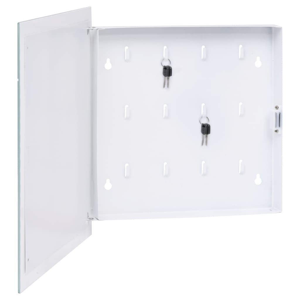 Key Box with Magnetic Board White 35x35x4 cm