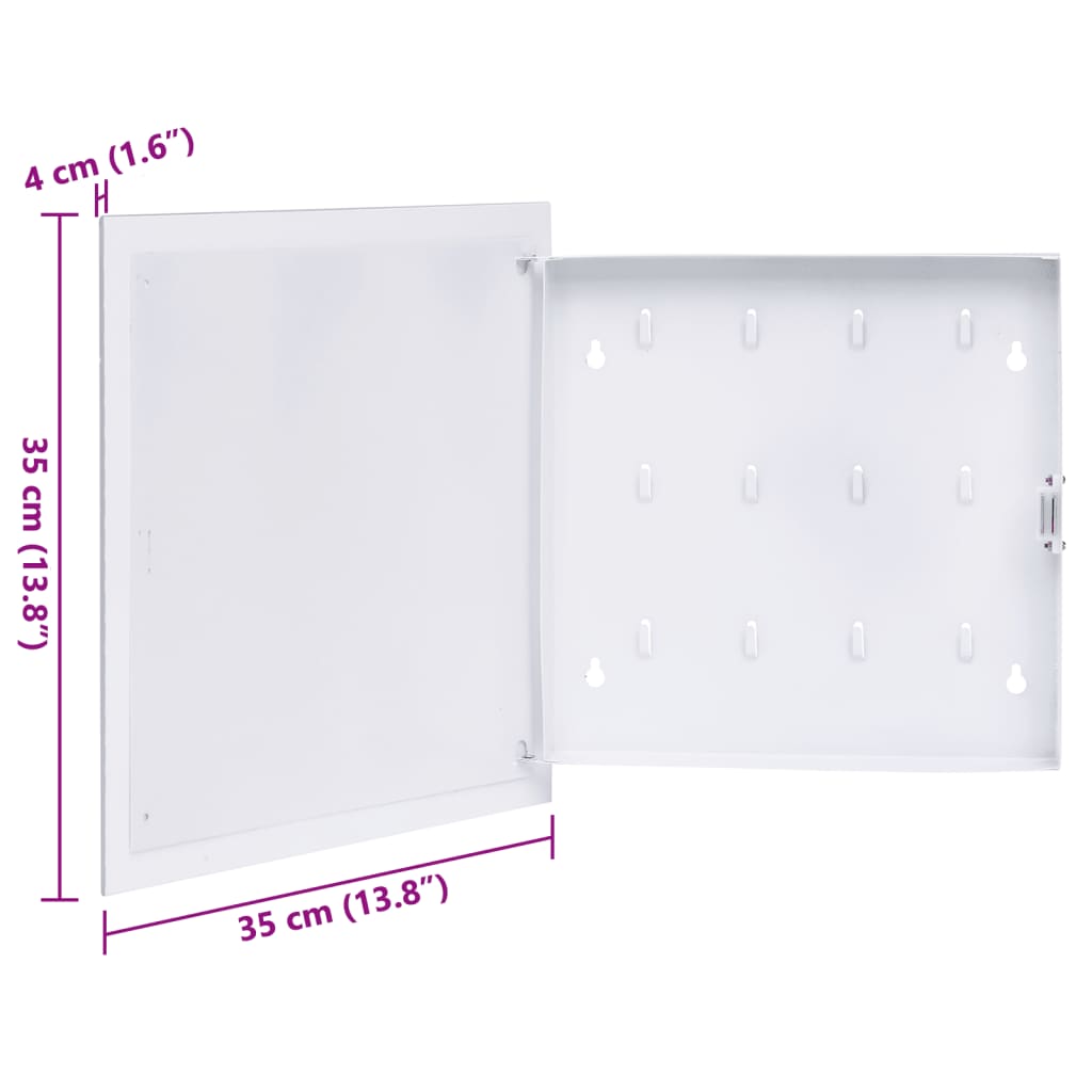 Key Box with Magnetic Board White 35x35x4 cm