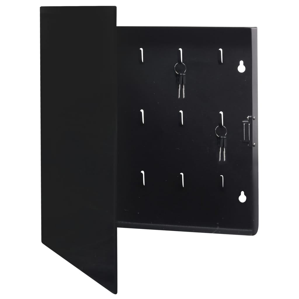 Key Box with Magnetic Board Black 35x35x4 cm