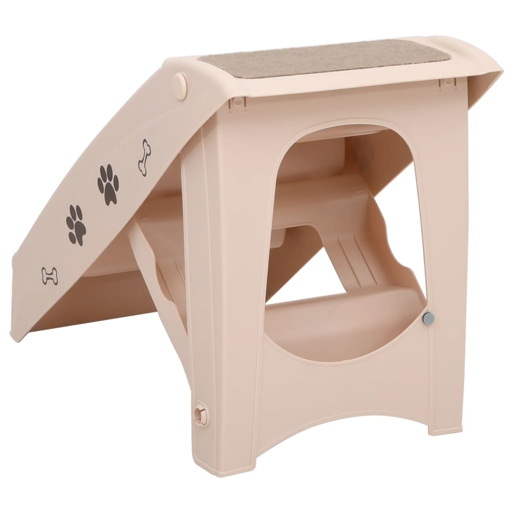 Folding Dog Stairs Cream 62x40x49.5 cm