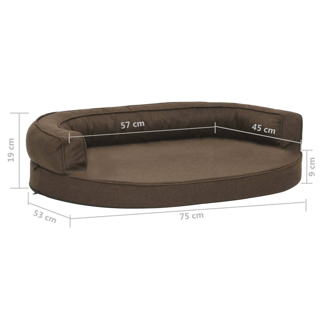 Ergonomic Dog Bed Mattress 75x53 cm Linen Look Brown