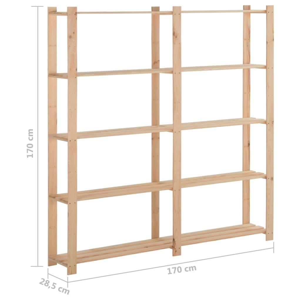 5-Tier Storage Rack 170x28.5x170 cm Solid Pinewood