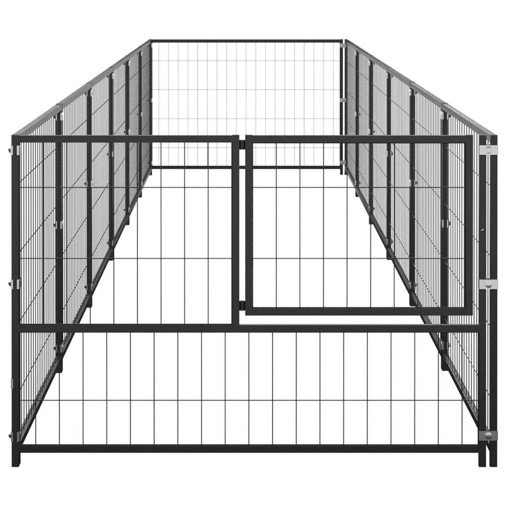 Dog Kennel Black 6 mÂ² Steel