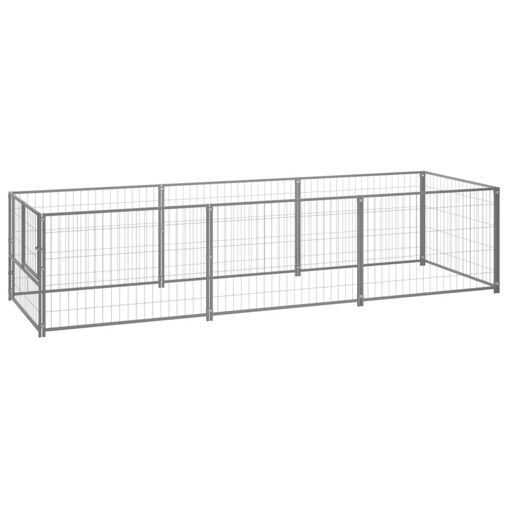 Dog Kennel Silver 3 mÂ² Steel