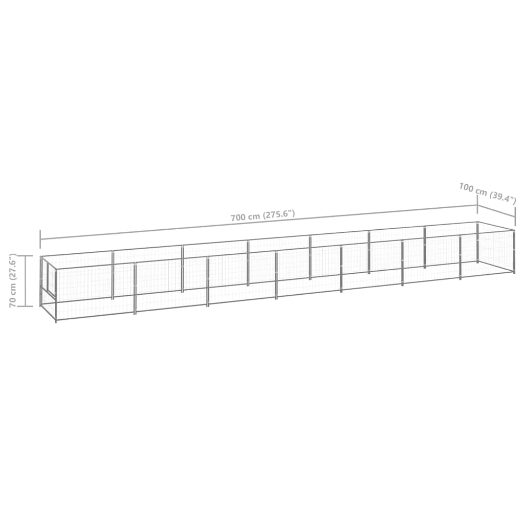 Dog Kennel Silver 7 mÂ² Steel