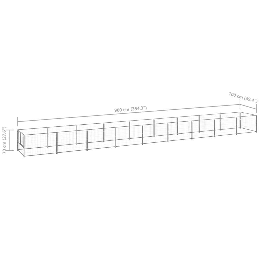 Dog Kennel Silver 9 mÂ² Steel