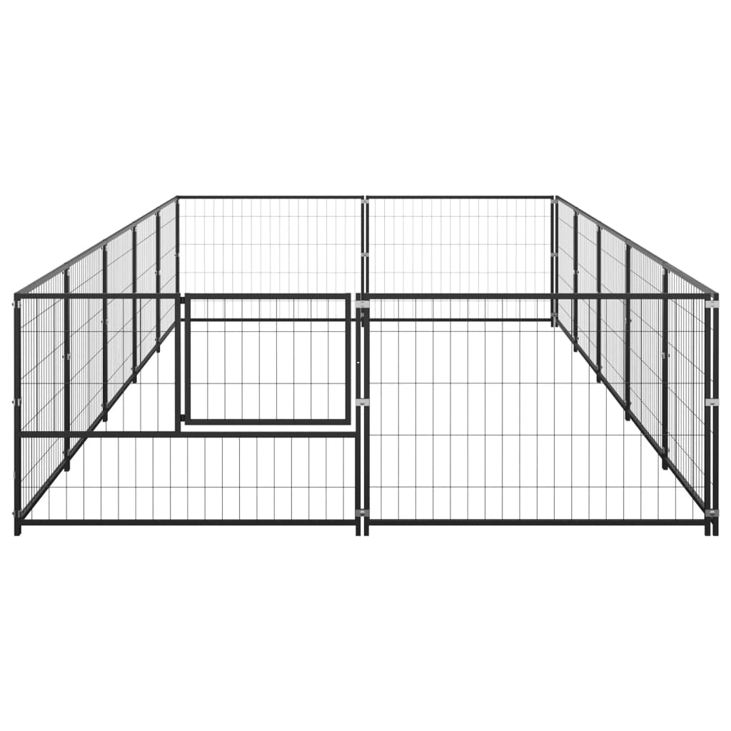 Dog Kennel Black 10 mÂ² Steel