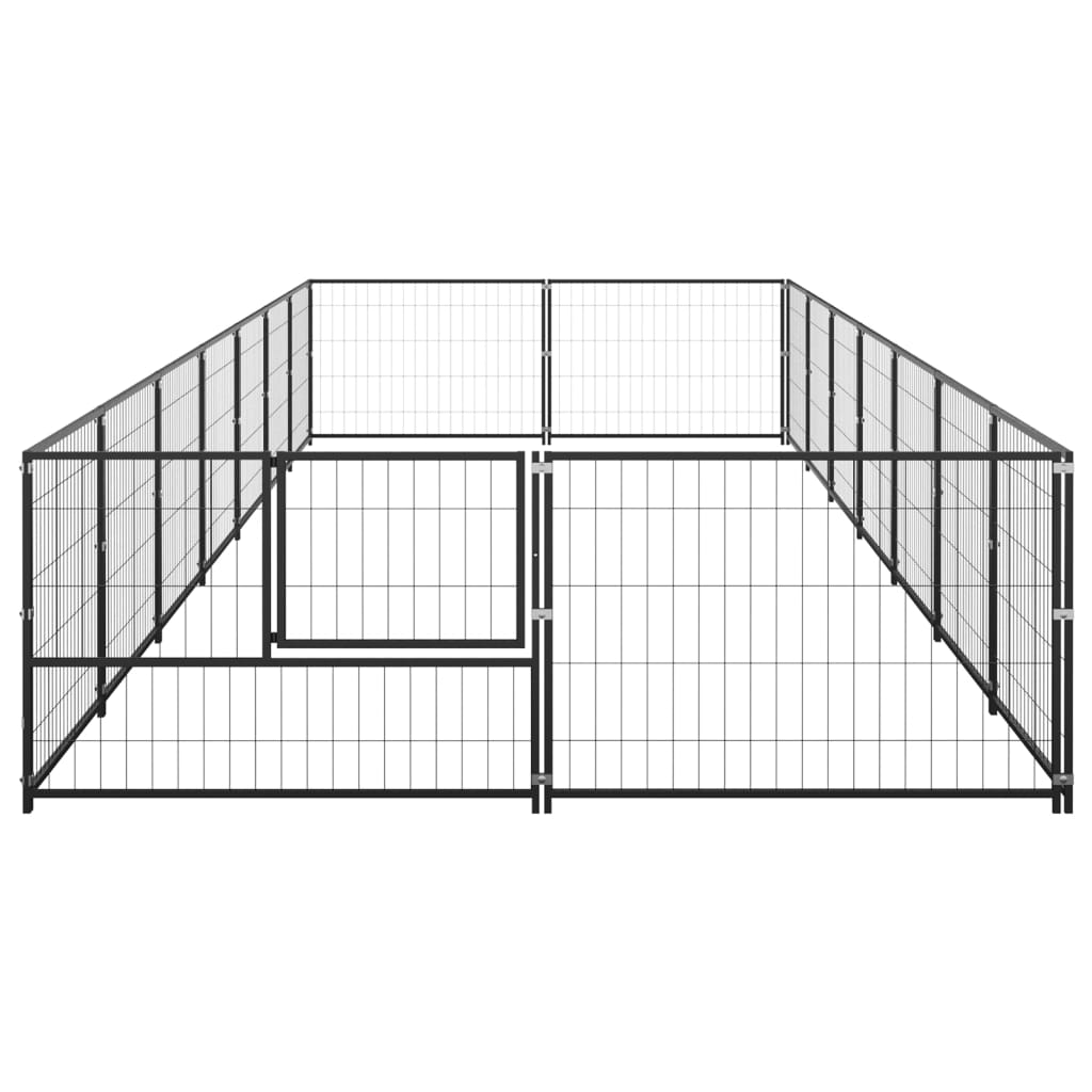 Dog Kennel Black 14 mÂ² Steel