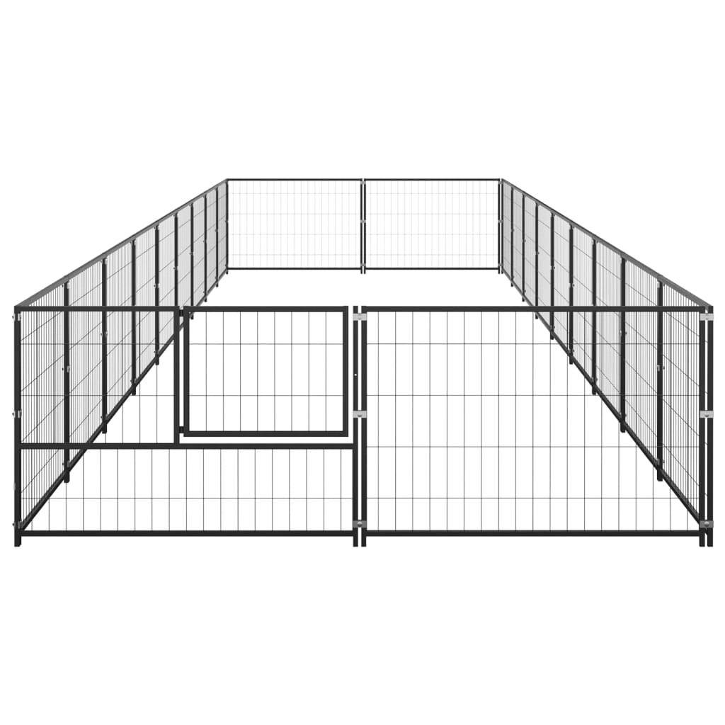 Dog Kennel Black 18 mÂ² Steel