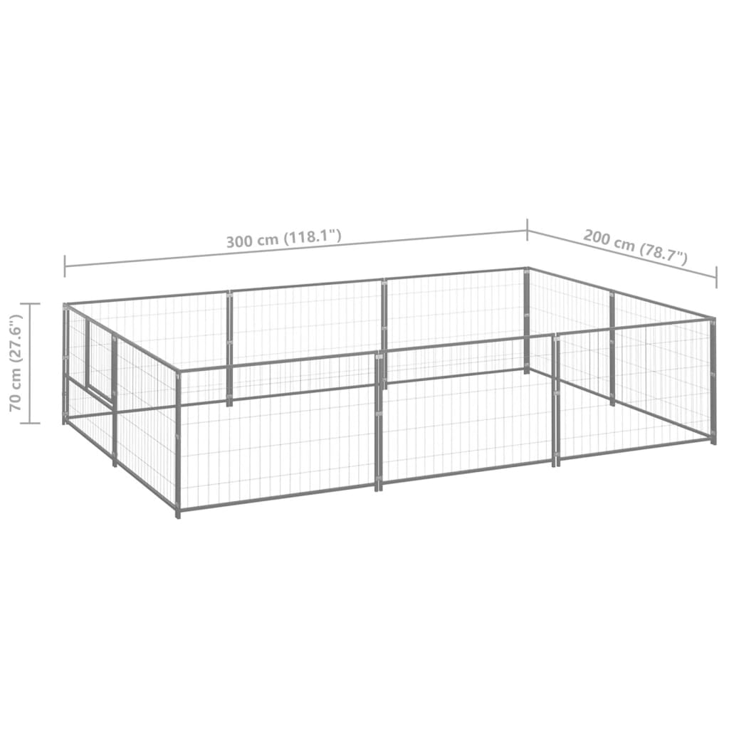 Dog Kennel Silver 6 mÂ² Steel