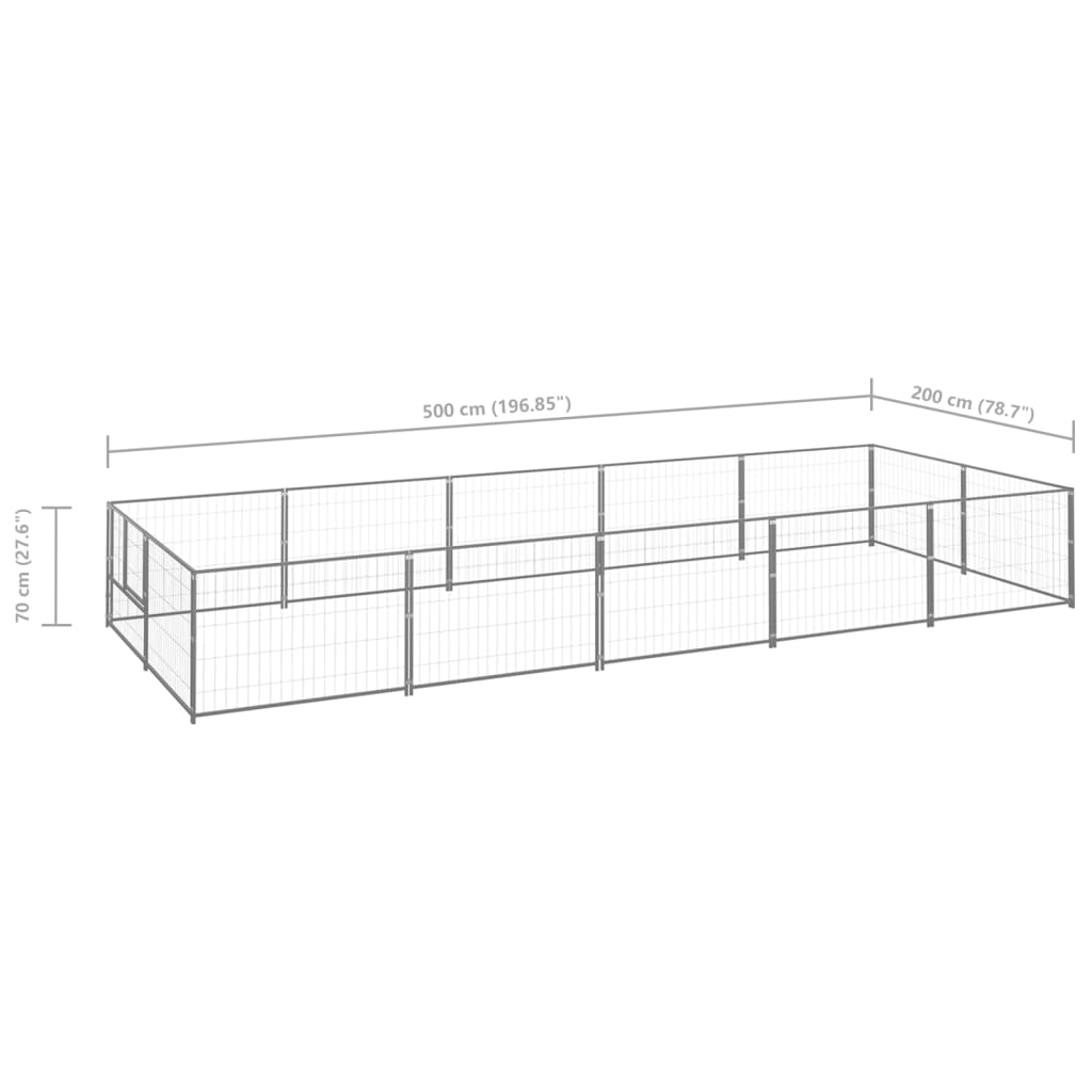 Dog Kennel Silver 10 mÂ² Steel