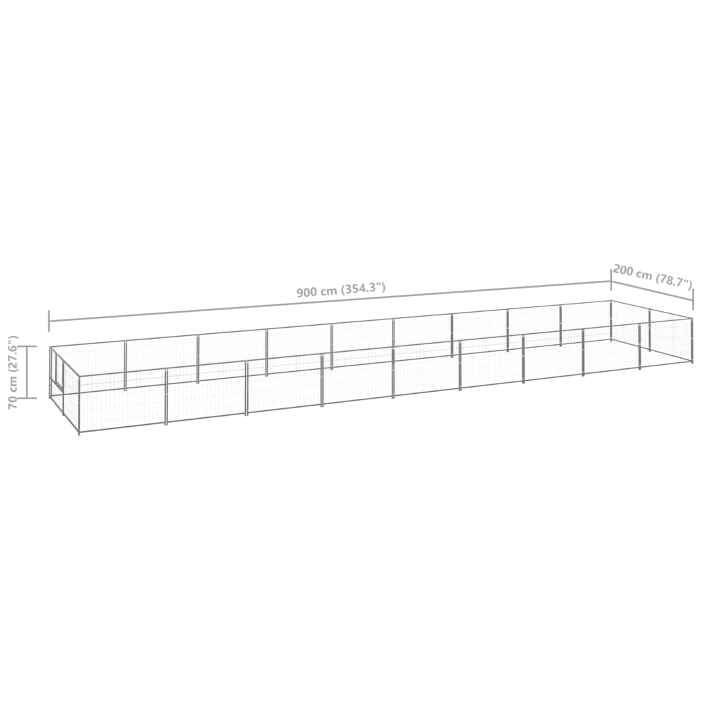 Dog Kennel Silver 18 mÂ² Steel