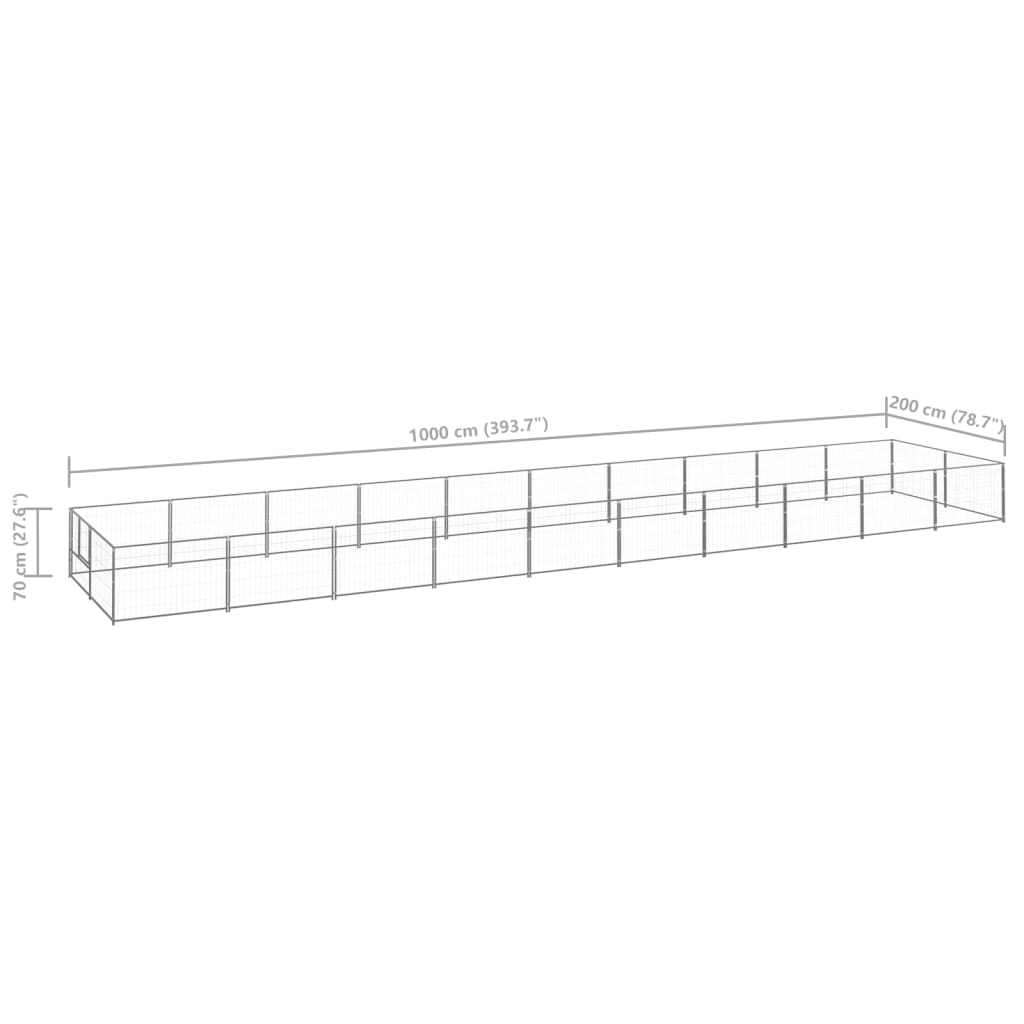 Dog Kennel Silver 20 mÂ² Steel