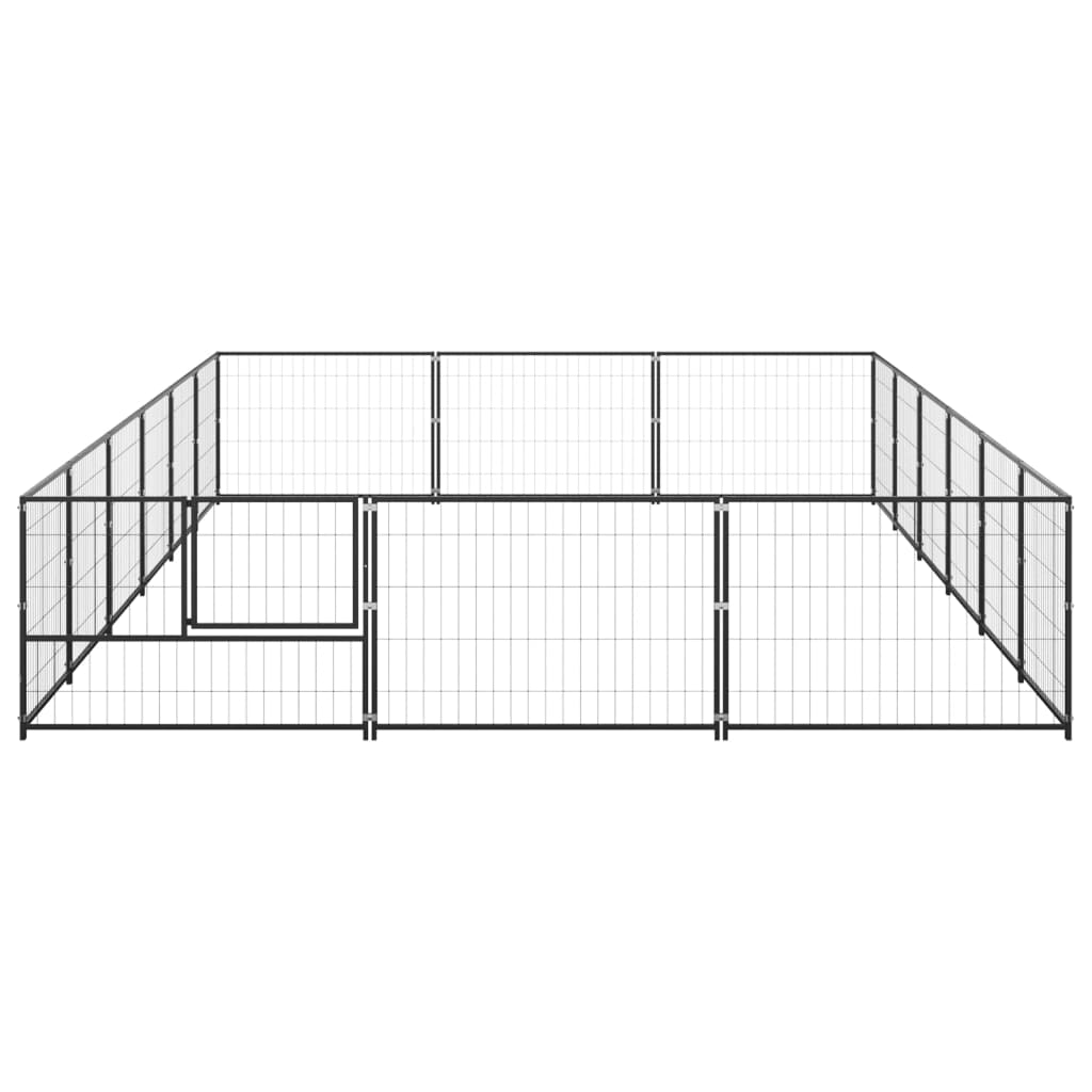 Dog Kennel Black 18 mÂ² Steel