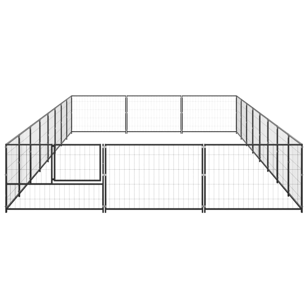 Dog Kennel Black 24 mÂ² Steel