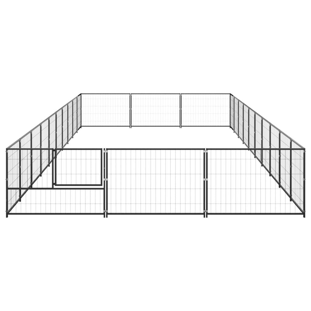 Dog Kennel Black 30 mÂ² Steel