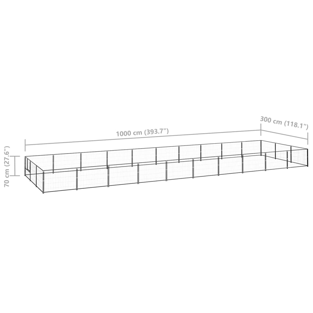 Dog Kennel Black 30 mÂ² Steel