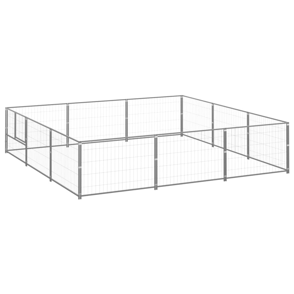 Dog Kennel Silver 9 mÂ² Steel