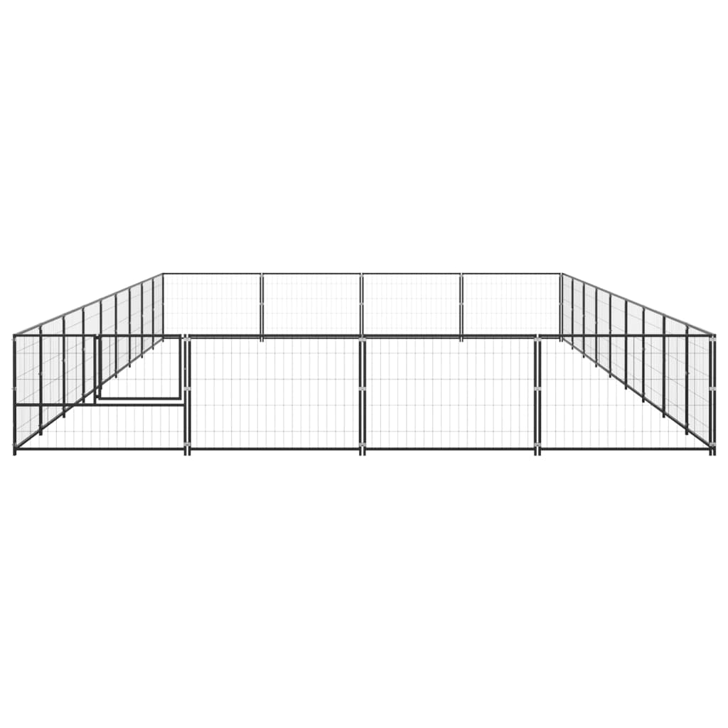 Dog Kennel Black 36 mÂ² Steel