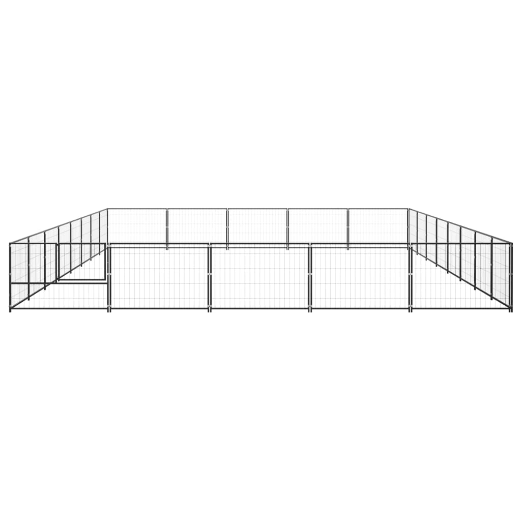 Dog Kennel Black 40 mÂ² Steel