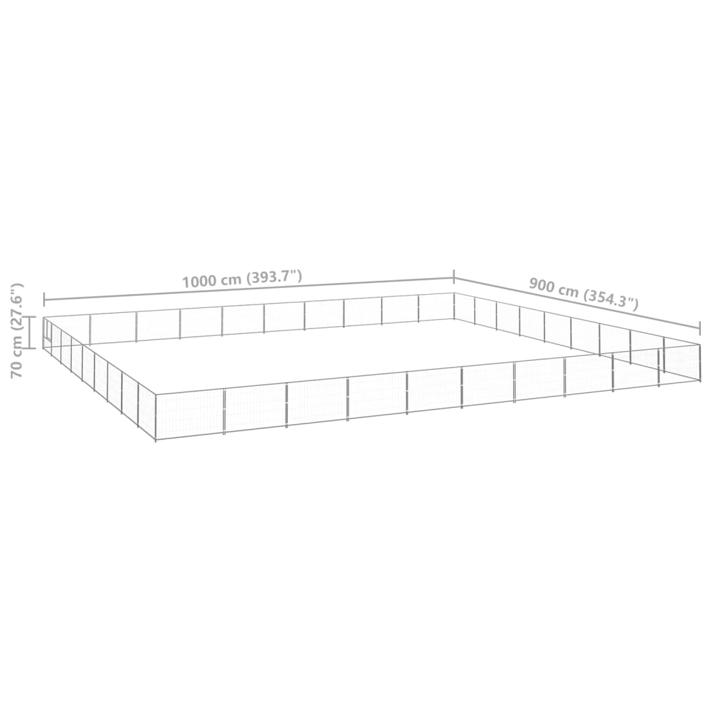 Dog Kennel Silver 90 mÂ² Steel