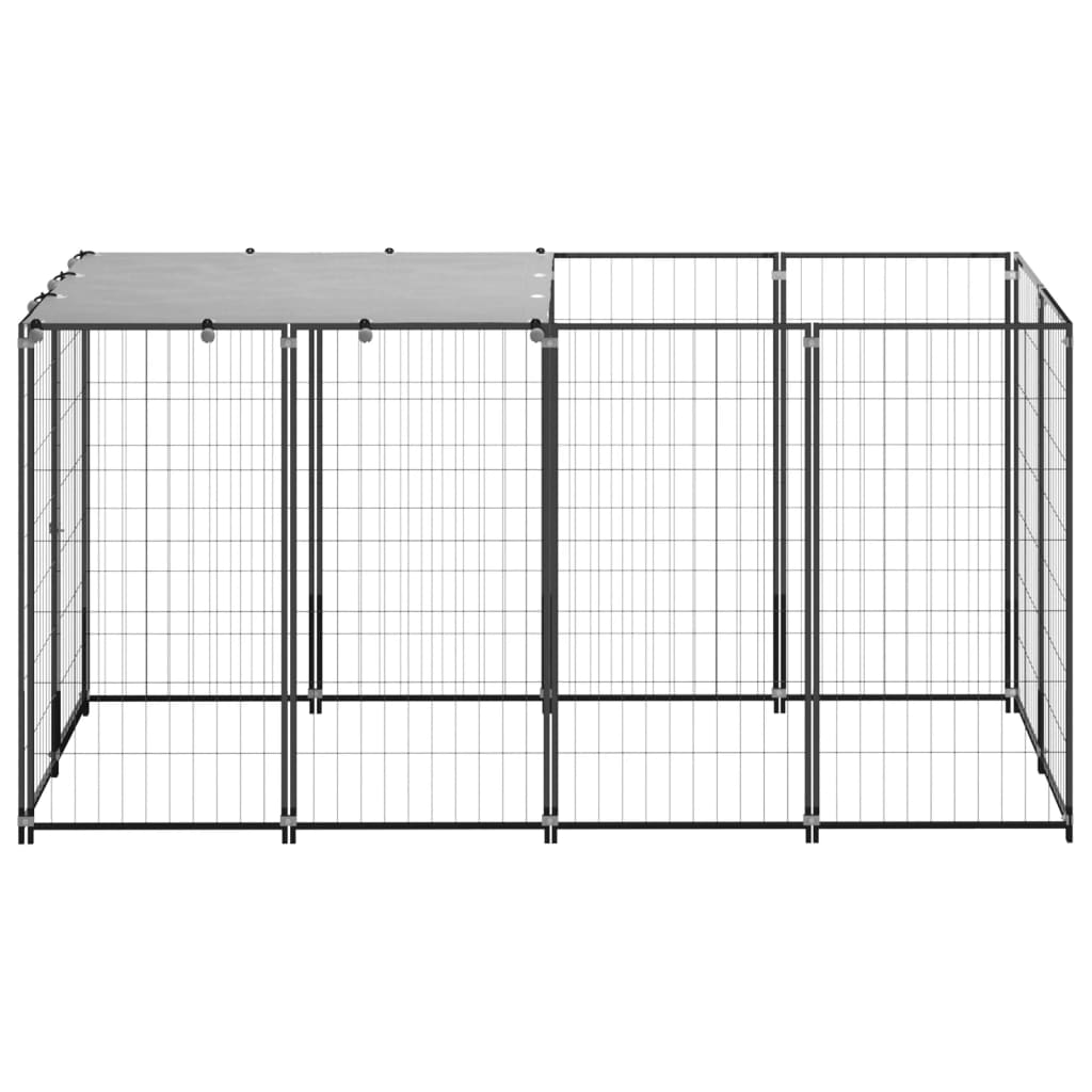 Dog Kennel Black 2.42 mÂ² Steel