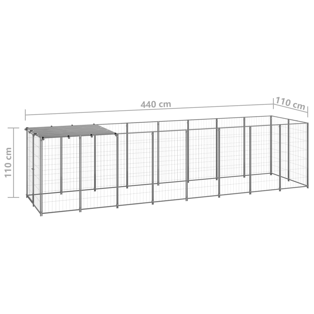 Dog Kennel Silver 4.84 mÂ² Steel