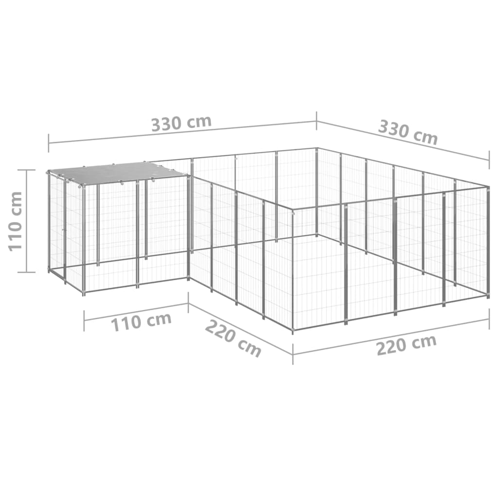 Dog Kennel Silver 8.47 mÂ² Steel